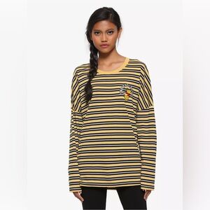 Disney Winnie the Pooh Striped Women's Long Sleeve T-Shirt Size M Yellow Black